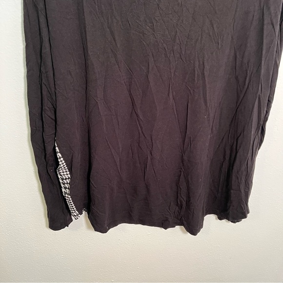 MICHAEL Michael Kors Mixed Media Blouse Black White Houndstooth L - Picture 7 of 9